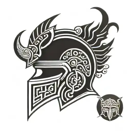 Roman Empire Helmet logo morphing tattoo design idea