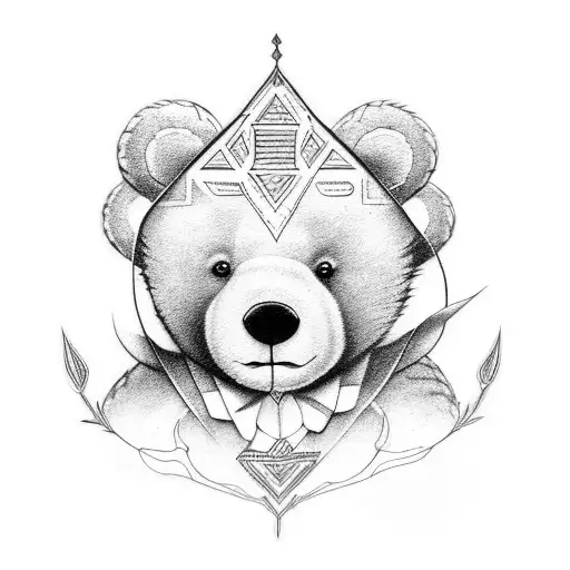 teddy bear, Māori and Tongan design for love, caring  tattoo design idea