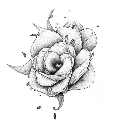 sleeve of gardenia flowers with paint brushes  and Māori and Tongan design intergrated into the design tattoo design idea