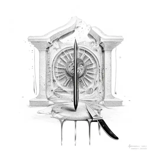 romans 12:2 inside melting knife blade tattoo design idea