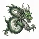 dragon cover up over green tattoo design idea