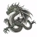 dragon cover up over green tattoo design idea