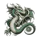 dragon cover up over green tattoo design idea