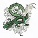 cover up over green tattoo featuring dragon tattoo design idea