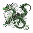 cover up over green tattoo featuring dragon tattoo design idea