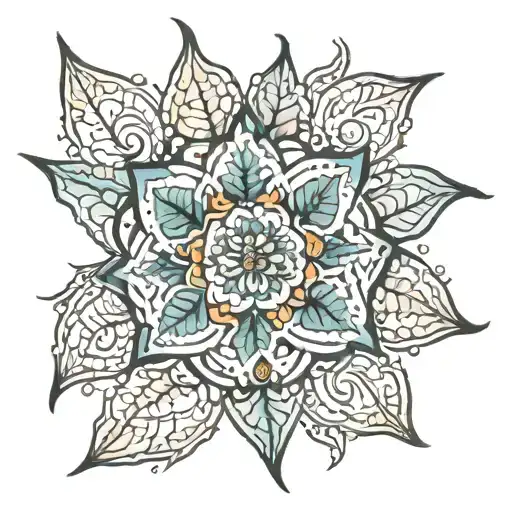 mandala maple leaf tattoo design idea