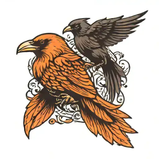 Viking inspired tattoo incorporating 2 Crows one witch shoulder  tattoo design idea