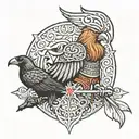 Viking inspired with 2 Crows and a desto angel tattoo design idea