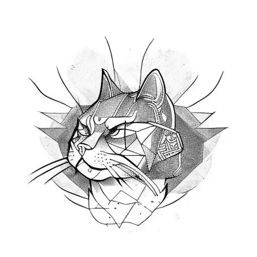 Samurai cat tattoo design idea