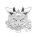 Samurai cat tattoo design idea
