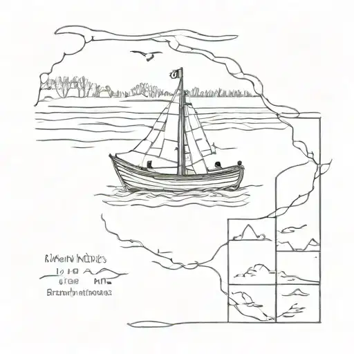 noah Kahan theme with new england elements. I like the boat from his Maine album cover and most of his lyrics   tattoo design idea