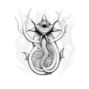 A mythical sea creature emerging from the ocean waves tattoo design idea