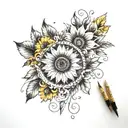 Uma tatuagem no ombro com um girassol e um lírio seria linda.  tattoo design idea