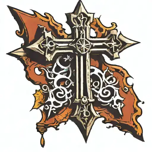 cross made out of railroad spikes  tattoo design idea