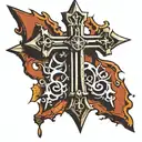 cross made out of railroad spikes  tattoo design idea