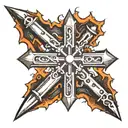 cross made out of railroad spikes  tattoo design idea