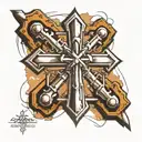 cross made out of railroad spikes  tattoo design idea