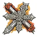 cross made out of railroad spikes  tattoo design idea