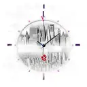 clock with NYC skyline tattoo design idea