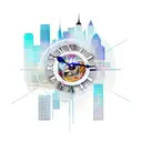 clock with NYC skyline tattoo design idea