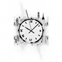 clock with NYC skyline tattoo design idea