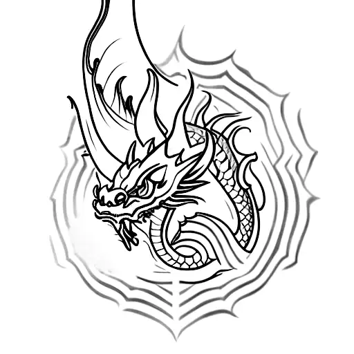 "A neo-traditional dragon tattoo with one half light and benevolent, representing good deeds, the other half dark and fi tattoo design idea