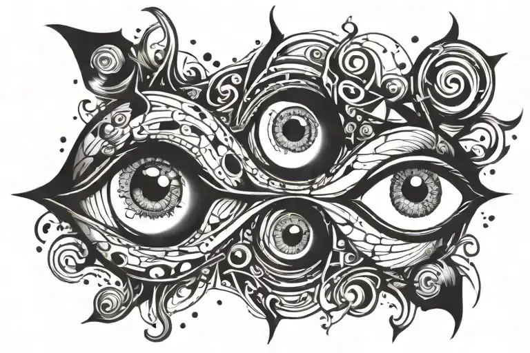cosmic horror eyes abstract tattoo design idea