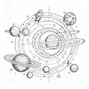 Create a tattoo design on your arm, from wrist to hand, inspired by space. Include images of planets, stars, galaxies, a tattoo design idea