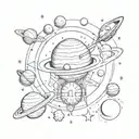 Create a tattoo design on your arm, from wrist to hand, inspired by space. Include images of planets, stars, galaxies, a tattoo design idea