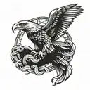 flying eagle holding snake tattoo design idea