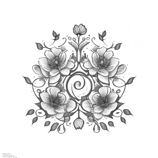 delicate vine with flowers, fine line, no shading on shoulder tattoo design idea