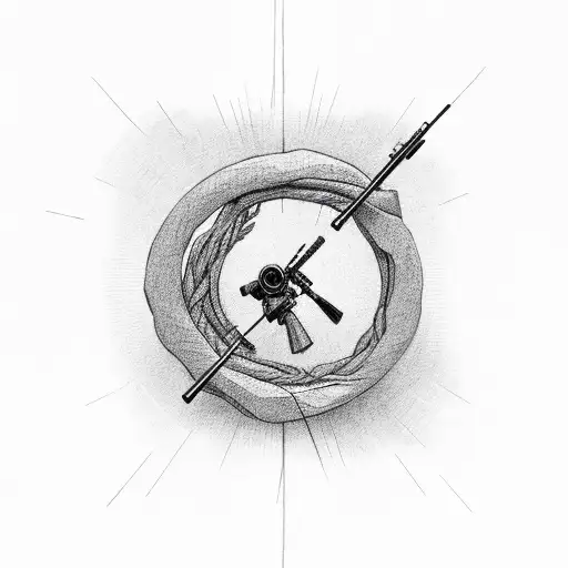 Sniper rifle intertwined with a badger silhouette tattoo design idea