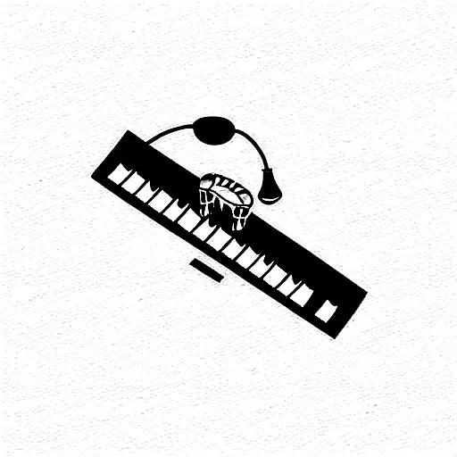 piano, baseball, and "AP" initials tattoo design idea