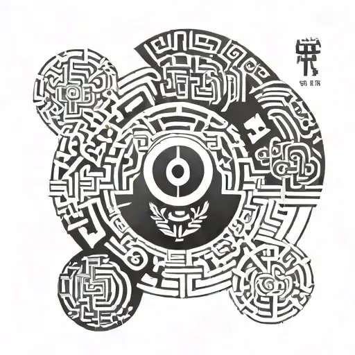 Korean circular pattern with korean words in middle tattoo design idea