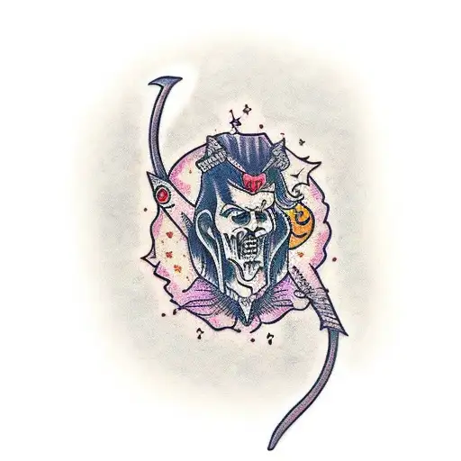 Dracula and hippie clothes tattoo design idea