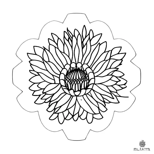 a protea flower inside a puzzle piece tattoo design idea