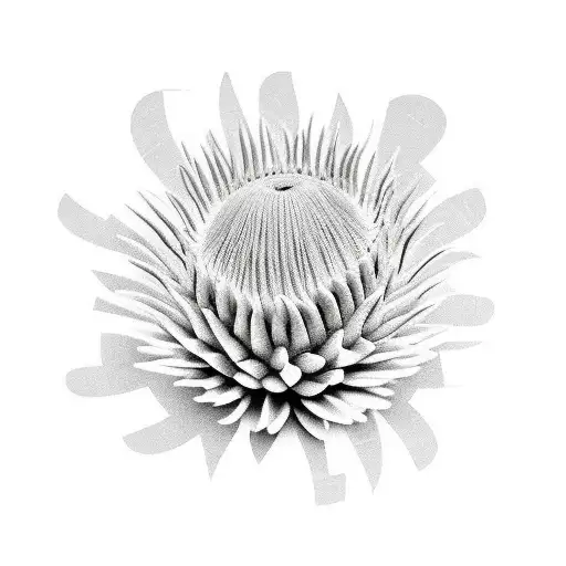 a protea flower inside a puzzle piece tattoo design idea