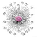 A vibrant and surreal artwork featuring a protea flower transforming into a puzzle piece, symbolizing the unique and puzzle-like nature of autism tattoo design idea