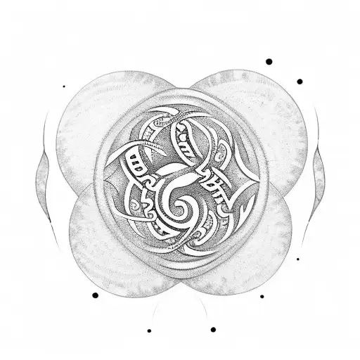 A dotwork tattoo of a koru design, symbolizing new life and growth, with your kids' initials entwined within the spirals tattoo design idea