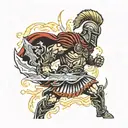 Roman warrior with lightning  tattoo design idea