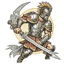 Roman warrior with lightning  tattoo design idea