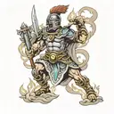 Roman warrior with lightning  tattoo design idea