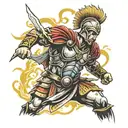 Roman warrior with lightning  tattoo design idea
