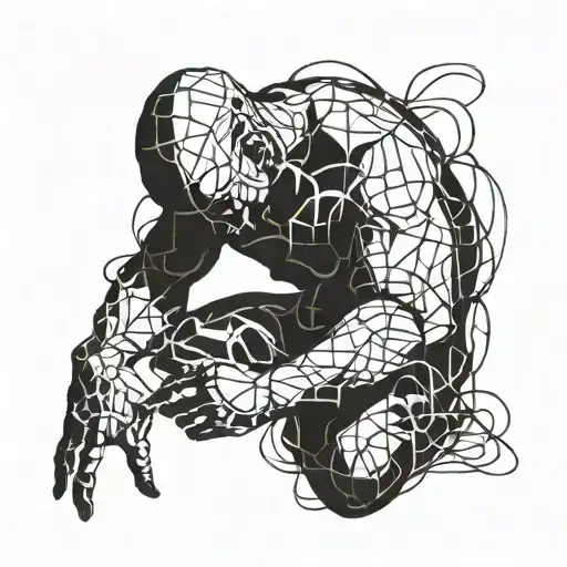 man trapped silhouette tattoo design idea