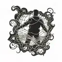 man trapped silhouette tattoo design idea