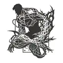 man trapped silhouette tattoo design idea