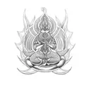 trishula with flute and mor pankh  tattoo design idea