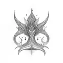 trishula with flute and mor pankh  tattoo design idea