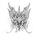 trishula with flute and mor pankh  tattoo design idea