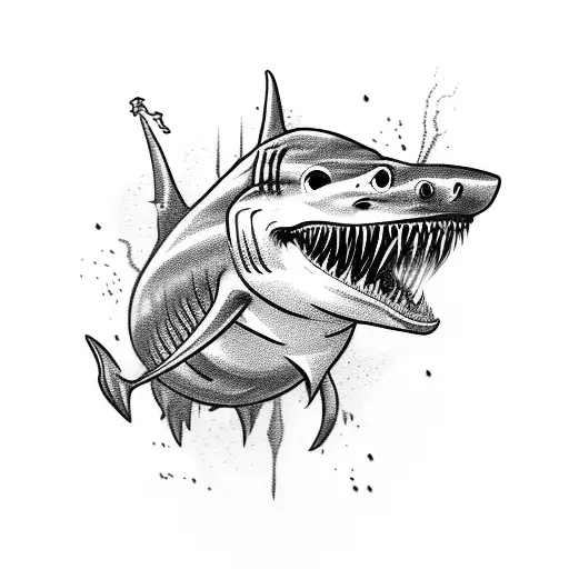 zombie shark tattoo design idea
